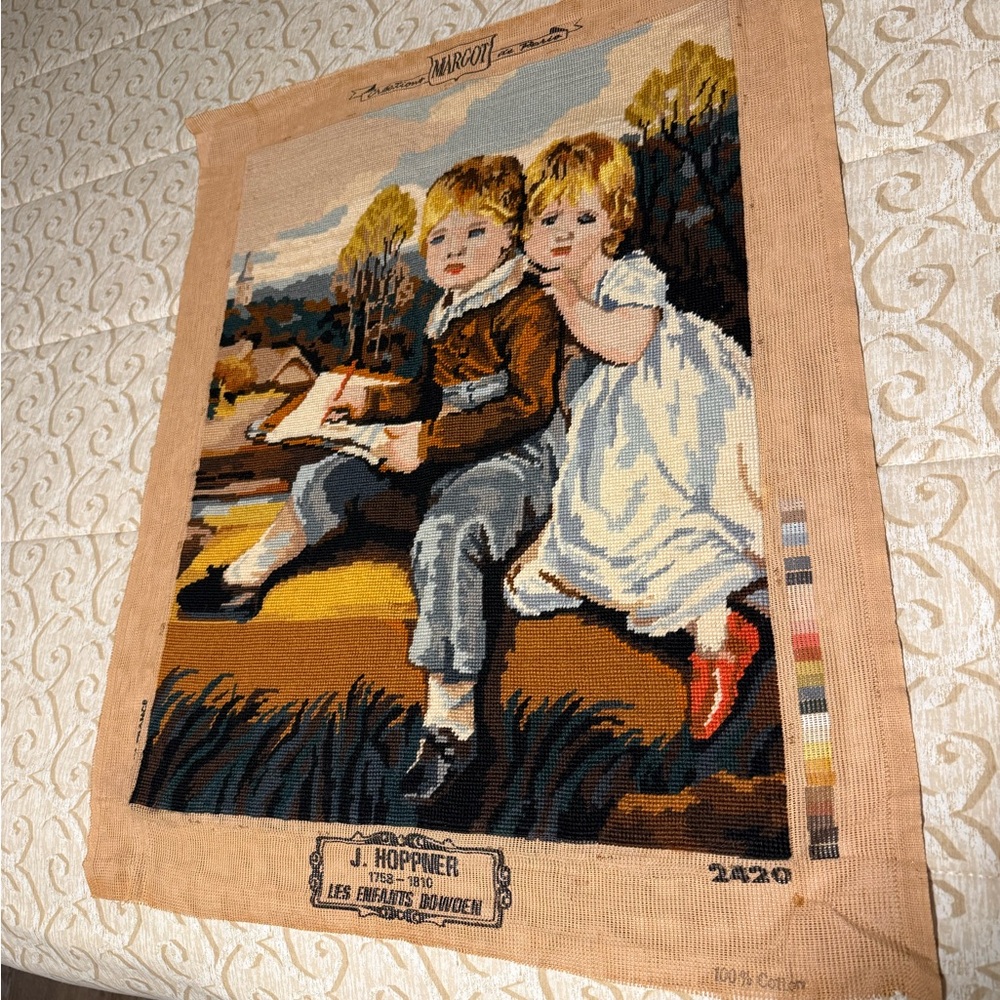 VTG Creations Margot de Paris Needlepoint * Les Enfants Bowden Made in France - Picture 7 of 7